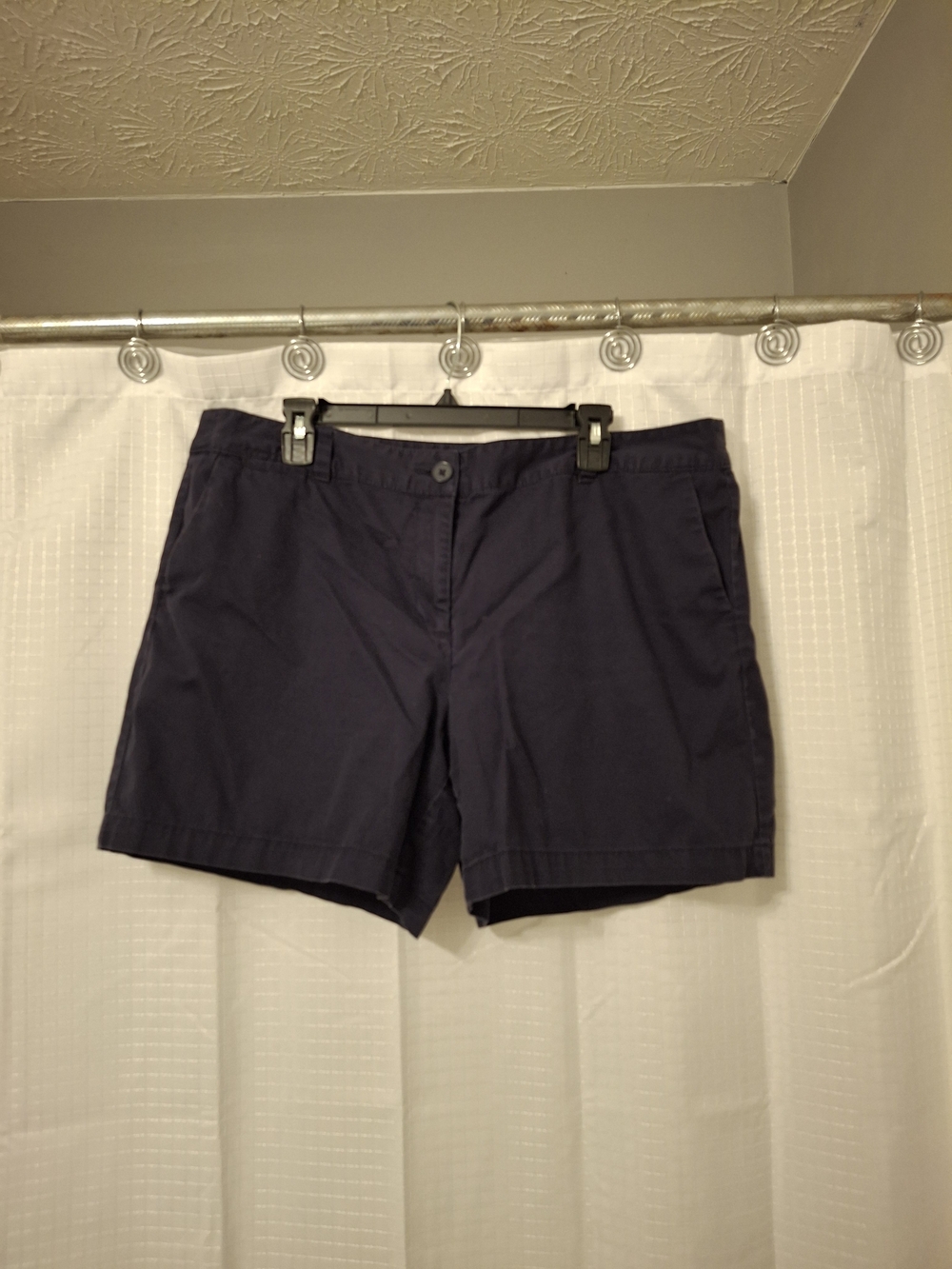 LOFT Navy Cotton Blend Bermuda Shorts